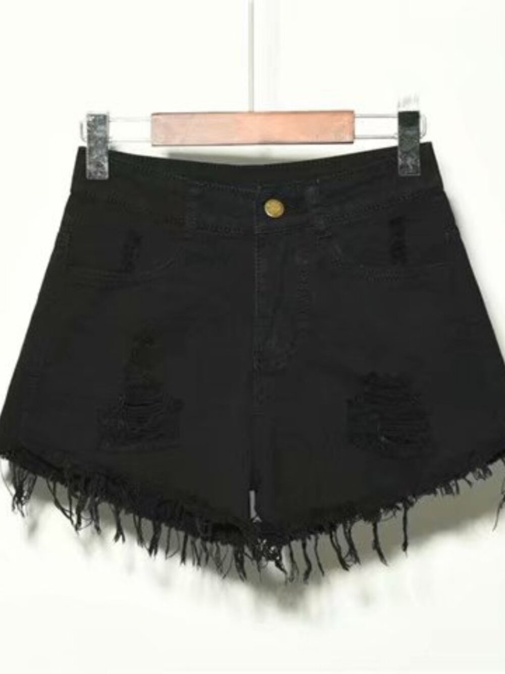 Women's Black High Waist Washed Denim Shorts – Wide Leg Street Style